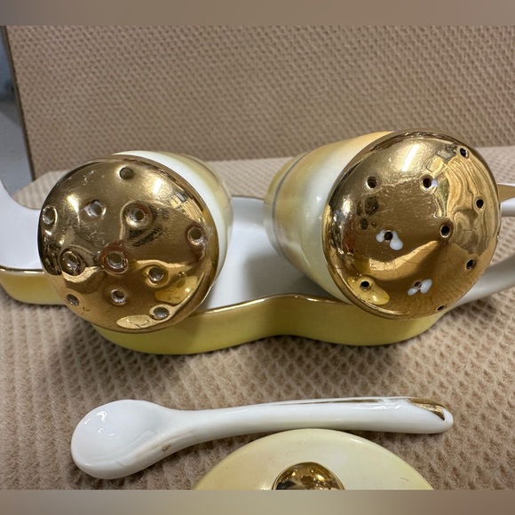 Vintage Noritake Japan 5 piece Set Salt, Pepper & Mustard Jar. - Picture 10 of 11